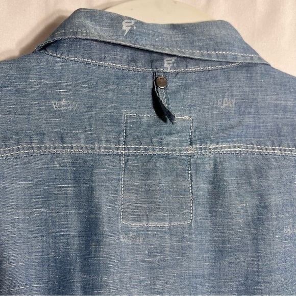 G Star Raw Mens Arc 3D Long Sleeve Shirt Size XL blue Western Cowboy Button Snap - Picture 5 of 16
